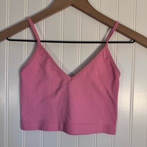 Garage Sofi Seamless V-Neck Cropped Cami Tank Bubblegum Pink Women’s Size Small